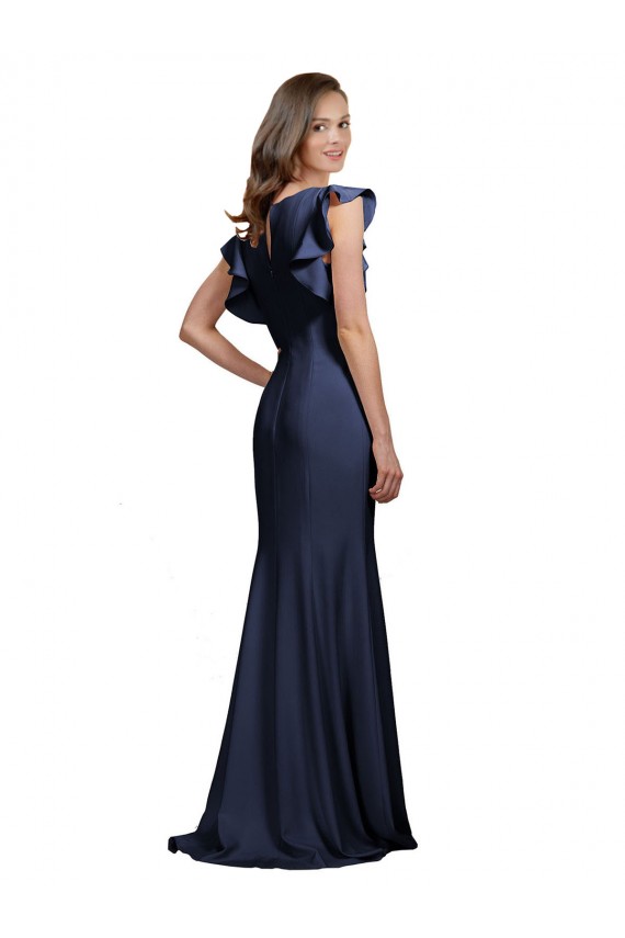 Stretch Crepe Bateau Neck Sleeveless Keyhole Back Long Prom Dress / Bridesmaid Dress Kent