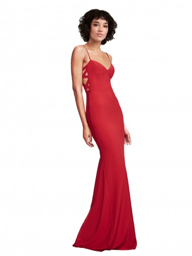 Stretch Crepe Spaghetti Straps Sleeveless Long Bridesmaid Dress / Evening Dress Kent