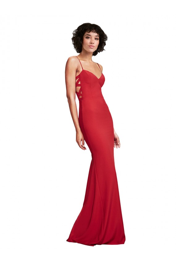 Stretch Crepe Spaghetti Straps Sleeveless Long Bridesmaid Dress / Evening Dress Kent