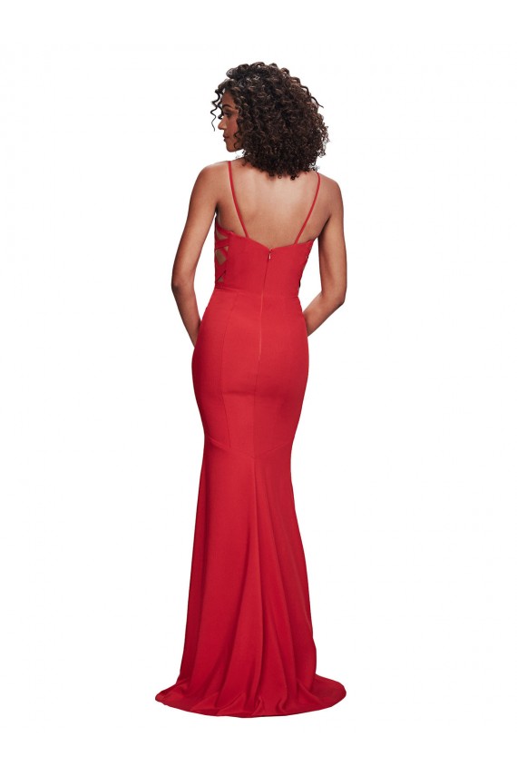 Stretch Crepe Spaghetti Straps Sleeveless Long Bridesmaid Dress / Evening Dress Kent