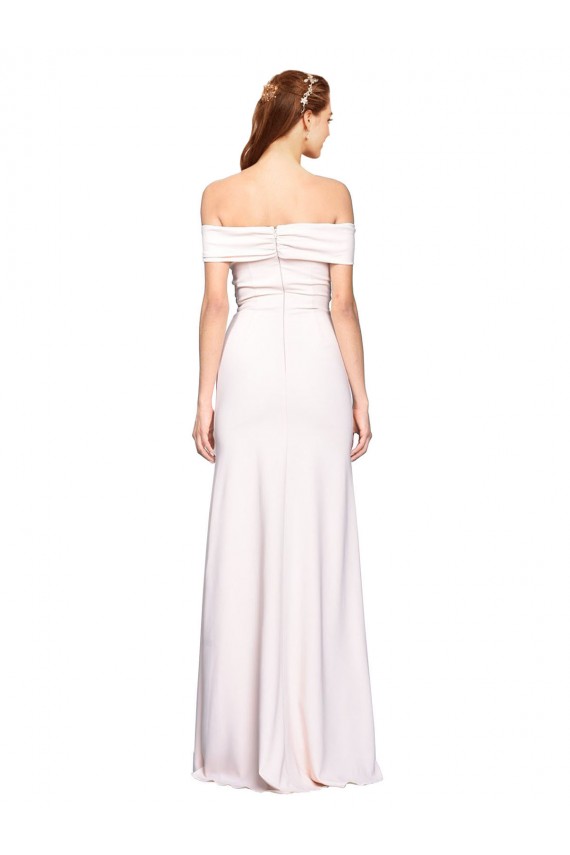 Stretch Crepe Off the Shoulder Sleeveless White Long Formal Dress / Bridesmaid Dress Kent