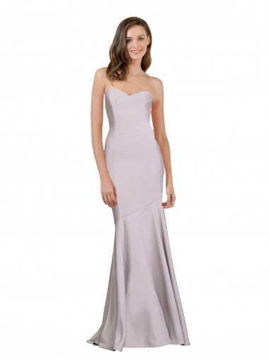 Stretch Crepe Strapless Sleeveless Arctic Lilac Long Prom Dress / Bridesmaid Dress Kent