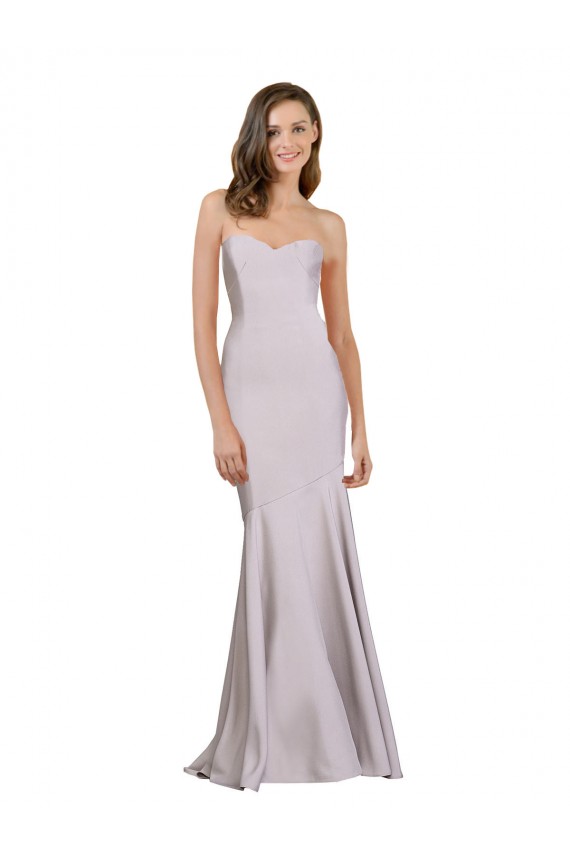 Stretch Crepe Strapless Sleeveless Arctic Lilac Long Prom Dress / Bridesmaid Dress Kent