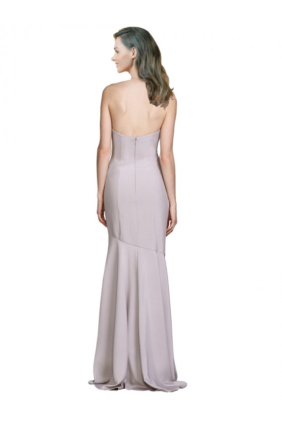 Stretch Crepe Strapless Sleeveless Arctic Lilac Long Prom Dress / Bridesmaid Dress Kent