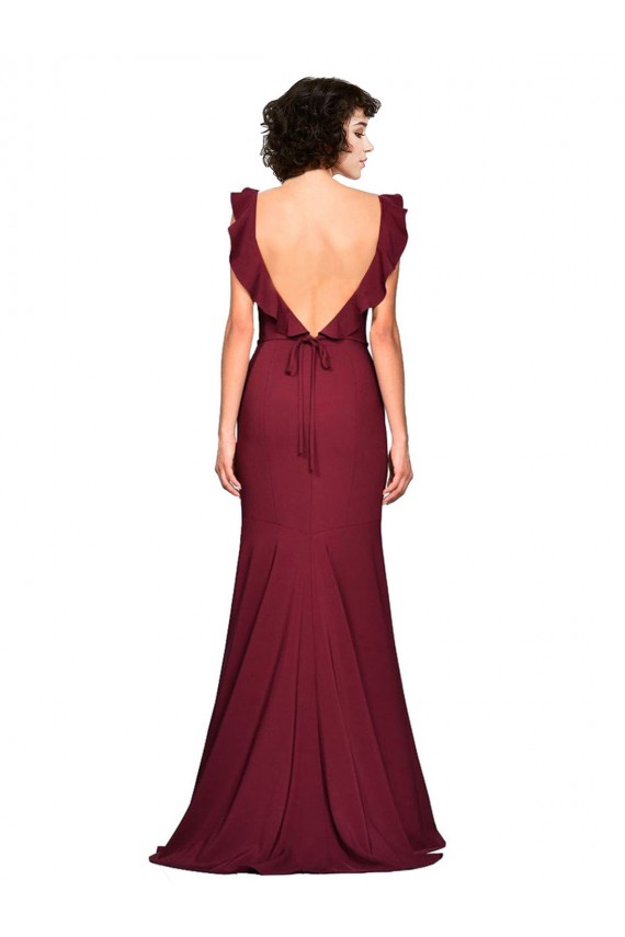 Stretch Crepe Strapless Sleeveless Burgundy Long Prom Dress / Bridesmaid Dress Kent