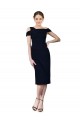 Stretch Crepe Off the Shoulder Sleeveless Dark Navy Cocktail Length Formal Evening Gown / Prom Dress / Bridesmaid Dress Kent