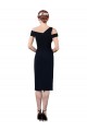 Stretch Crepe Off the Shoulder Sleeveless Dark Navy Cocktail Length Formal Evening Gown / Prom Dress / Bridesmaid Dress Kent