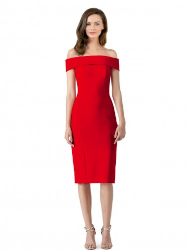 Stretch Crepe Off the Shoulder Sleeveless Cocktail Length Formal Evening Gown / Prom Dress / Bridesmaid Dress Kent