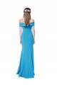 Stretch Crepe Off the Shoulder Sleeveless Peacock Blue Long Formal Dress / Bridesmaid Dress Kent
