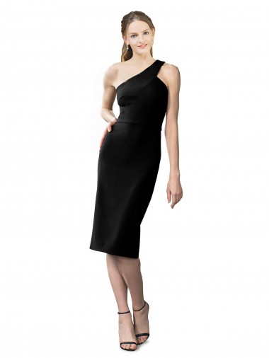 Stretch Crepe One Shoulder Sleeveless Cocktail Length Formal Evening Gown / Prom Dress / Bridesmaid Dress Kent