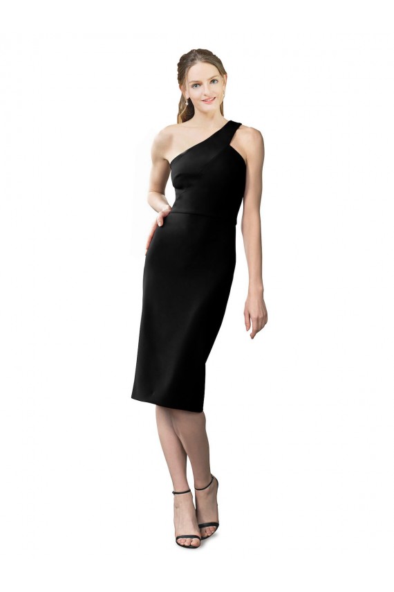 Stretch Crepe One Shoulder Sleeveless Cocktail Length Formal Evening Gown / Prom Dress / Bridesmaid Dress Kent