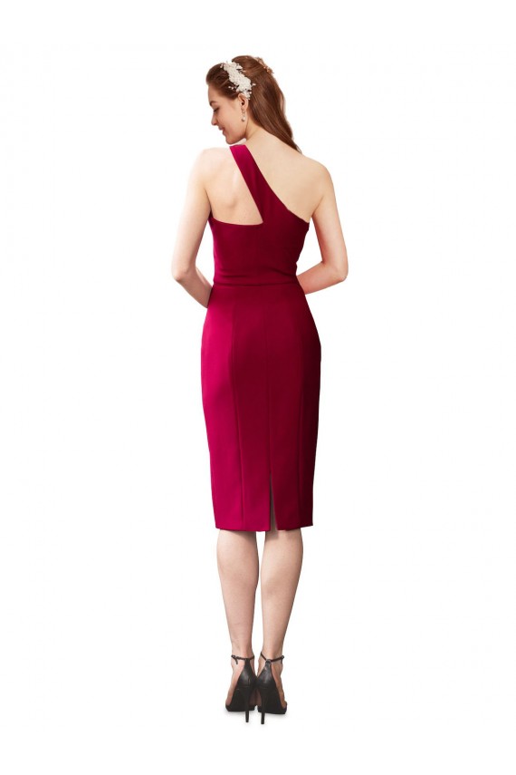 Stretch Crepe One Shoulder Sleeveless Cocktail Length Formal Evening Gown / Prom Dress / Bridesmaid Dress Kent