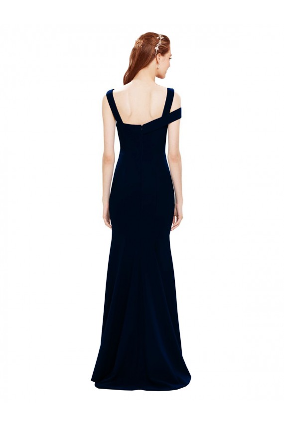 Stretch Crepe Off the Shoulder Sleeveless Dark Navy Long Formal Evening Gown / Prom Dress / Bridesmaid Dress Kent