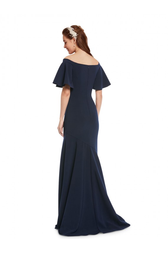 Stretch Crepe Off the Shoulder Short Sleeves Long Bridesmaid Dress / Formal Dress Kent