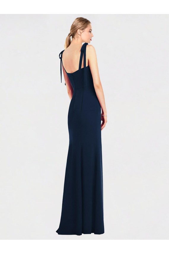 Stretch Crepe Spaghetti Straps Sleeveless Low Back Long Semi Formal Evening Dress / Prom Dress / Bridesmaid Dress Kent