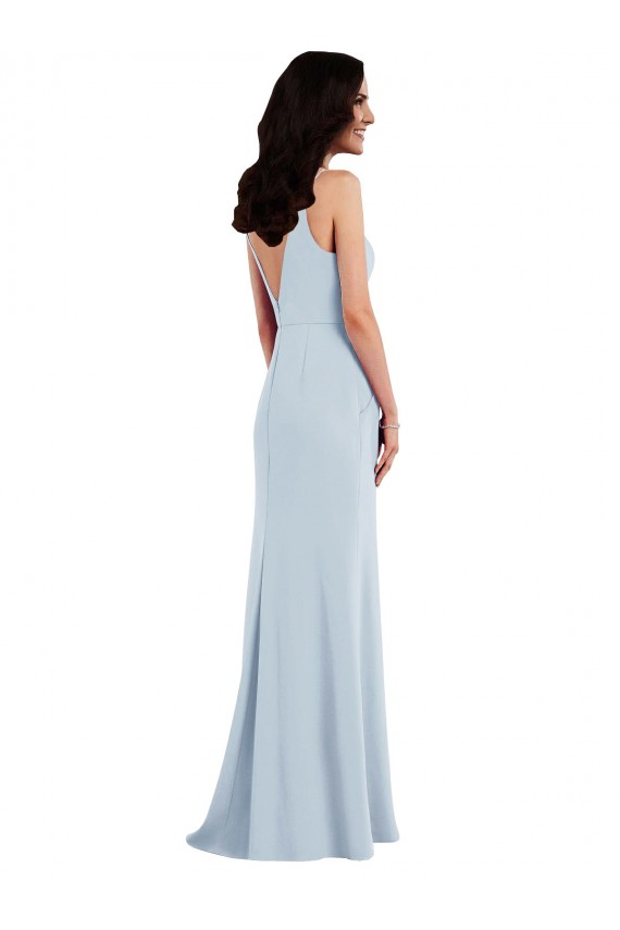 Stretch Crepe Spaghetti Straps Sleeveless V-Back Long Formal Dress / Bridesmaid Dress Kent