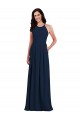Stretch Crepe Halter Neck Sleeveless Open Back Dark Navy Long Semi Formal Evening Dress / Bridesmaid Dress Kent