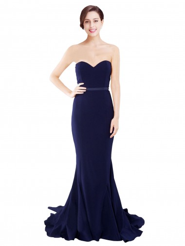Stretch Crepe Sweetheart Sleeveless Low Back Sweep Train Semi Formal Evening Dress / Prom Dress / Bridesmaid Dress Kent