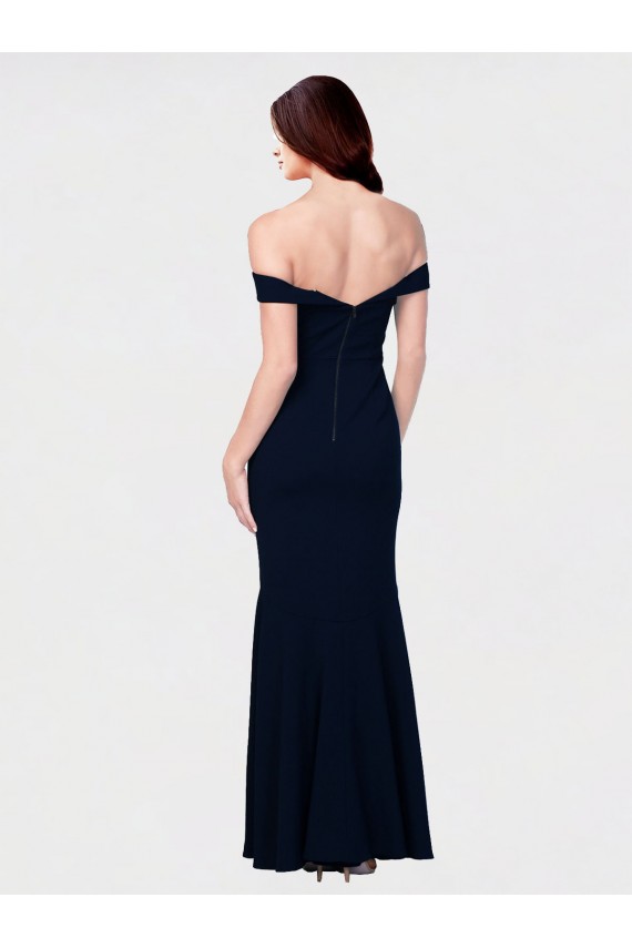 Stretch Crepe Off the Shoulder Sleeveless Low Back Long Formal Dress / Bridesmaid Dress Kent