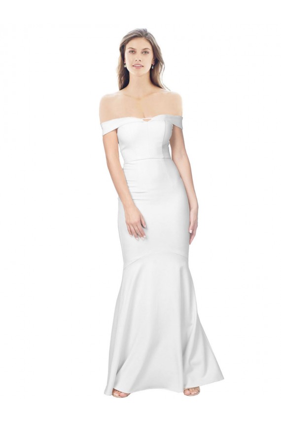 Stretch Crepe Off the Shoulder Sleeveless Low Back Long Formal Dress / Bridesmaid Dress Kent