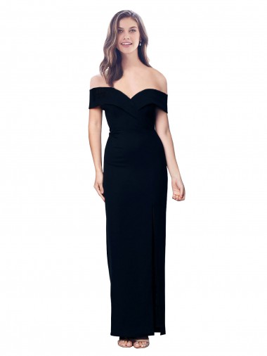 Stretch Crepe Off the Shoulder Sleeveless Black Long Formal Dress / Bridesmaid Dress Kent