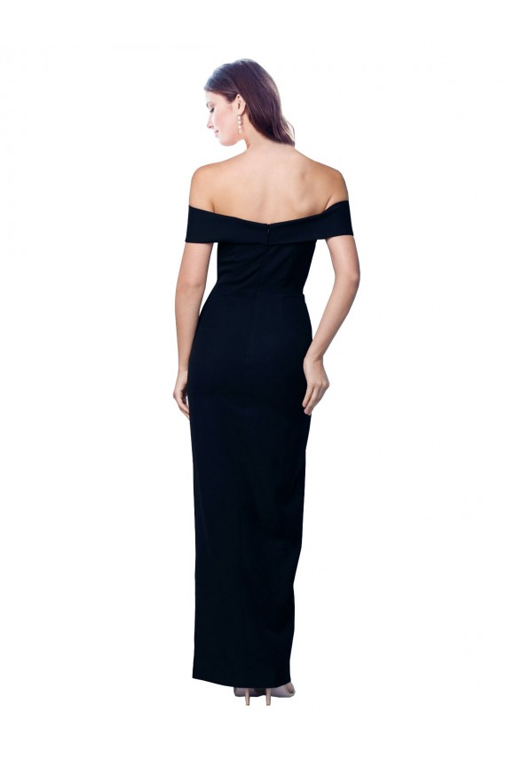Stretch Crepe Off the Shoulder Sleeveless Black Long Formal Dress / Bridesmaid Dress Kent