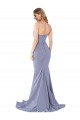 Stretch Crepe Sweetheart Sleeveless Low Back Smoke Blue Long Formal Evening Gown / Prom Dress / Bridesmaid Dress Kent
