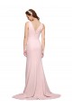 Stretch Crepe V-Neck Sleeveless V-Back Pink Sweep Train Black Tie Evening Dress / Prom Dress / Bridesmaid Dress Kent