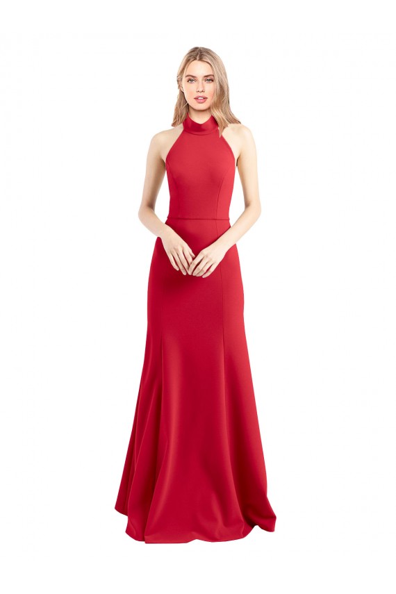 Stretch Crepe Halter Neck Sleeveless Open Back Long Formal Evening Gown / Prom Dress / Bridesmaid Dress Kent