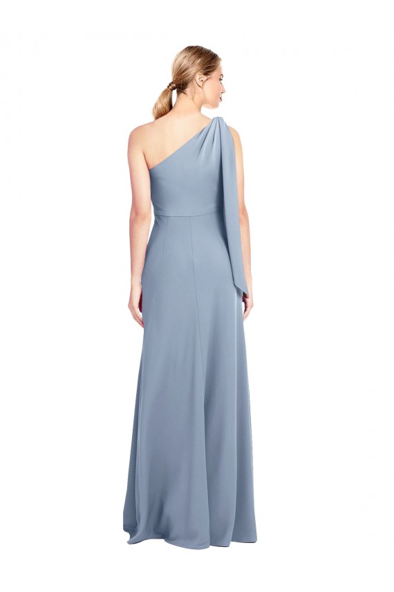 Stretch Crepe One Shoulder Flutter Sleeves Long Formal Dress / Bridesmaid Dress Kent