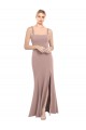 Stretch Crepe Square Neck Sleeveless Dusty Pink Long Prom Dress / Bridesmaid Dress Kent