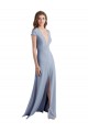 Stretch Crepe V-Neck Cap Sleeves Long Prom Dress / Bridesmaid Dress Kent