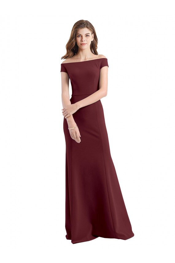 Stretch Crepe Off the Shoulder Sleeveless Long Prom Dress / Bridesmaid Dress Kent