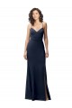 Stretch Crepe Spaghetti Straps Sleeveless Open Back Dark Navy Long Formal Evening Gown / Prom Dress / Bridesmaid Dress Kent
