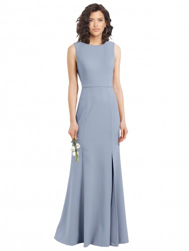 Stretch Crepe Boat Neck Sleeveless Keyhole Back Long Bridesmaid Dress Kent