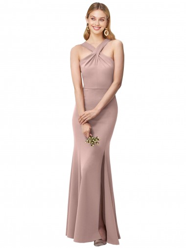 Stretch Crepe Halter Neck Sleeveless Open Back Long Prom Dress / Bridesmaid Dress Kent