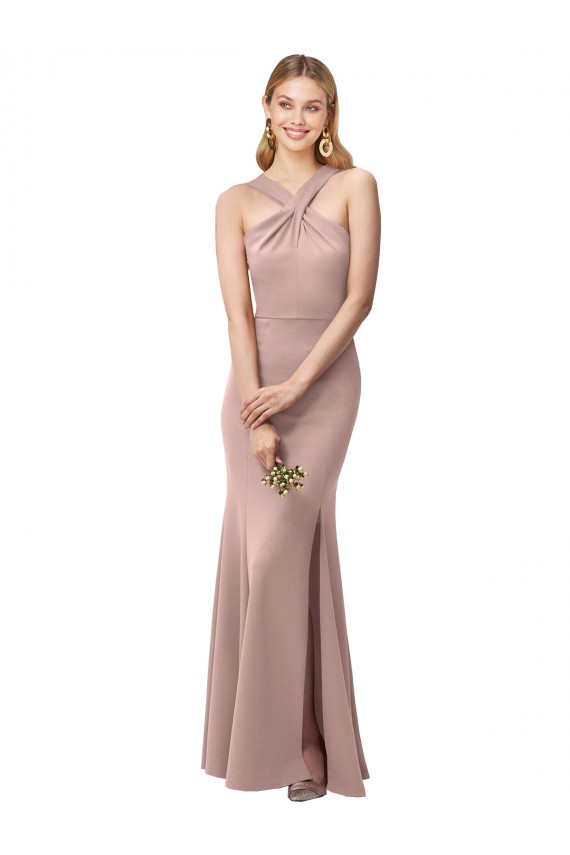 Stretch Crepe Halter Neck Sleeveless Open Back Long Prom Dress / Bridesmaid Dress Kent