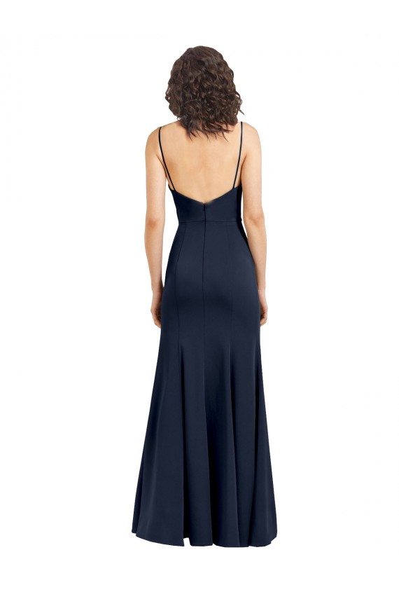 Stretch Crepe High Neck Sleeveless Low Back Long Formal Dress / Bridesmaid Dress Kent