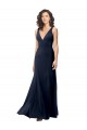 Stretch Crepe V-Neck Sleeveless V-Back Dark Navy Long Formal Dress / Bridesmaid Dress Kent