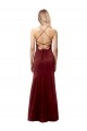 Stretch Crepe Halter Neck Sleeveless Open Back Burgundy Gold Long Formal Evening Gown / Prom Dress / Bridesmaid Dress Kent