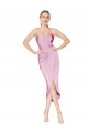 Stretch Crepe Spaghetti Straps Sleeveless Knee Length High Low Evening Gown / Prom Dress / Bridesmaid Dress Kent