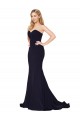 Stretch Crepe Sweetheart Sleeveless Dark Navy Sweep Train Formal Evening Gown / Prom Dress / Bridesmaid Dress Kent