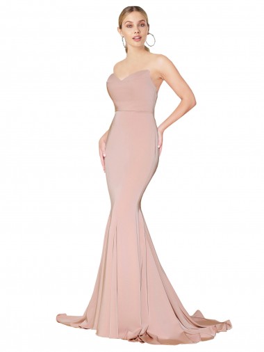 Stretch Crepe Sweetheart Sleeveless Low Back Long Formal Dress / Bridesmaid Dress Kent