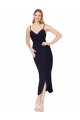 Stretch Crepe Spaghetti Straps Sleeveless V-Back Knee Length Formal Dress / Bridesmaid Dress Kent