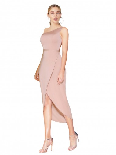 Stretch Crepe One Shoulder Sleeveless Knee Length Formal Dress / Bridesmaid Dress Kent
