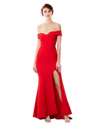 Stretch Crepe Off the Shoulder Sleeveless Long Formal Evening Dress / Prom Dress / Bridesmaid Dress Kent