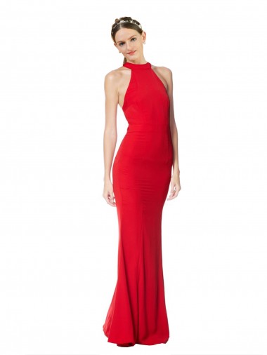 Stretch Crepe Halter Neck Sleeveless Long Prom Dress / Bridesmaid Dress Kent