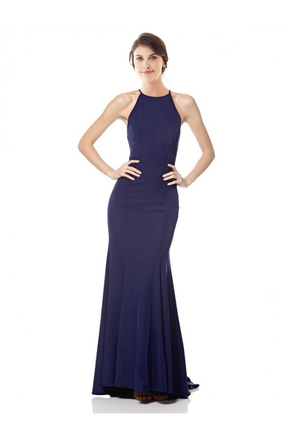 Stretch Crepe Halter Neck Sleeveless Long Bridesmaid Dress / Formal Dress Kent