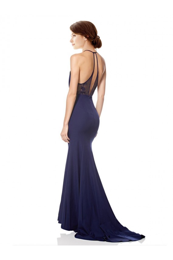 Stretch Crepe Halter Neck Sleeveless Long Bridesmaid Dress / Formal Dress Kent