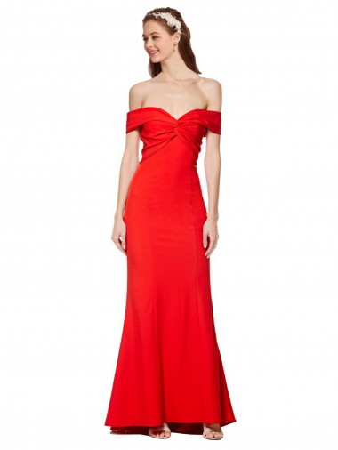 Stretch Crepe Off the Shoulder Sleeveless Long Bridesmaid Dress / Formal Dress Kent